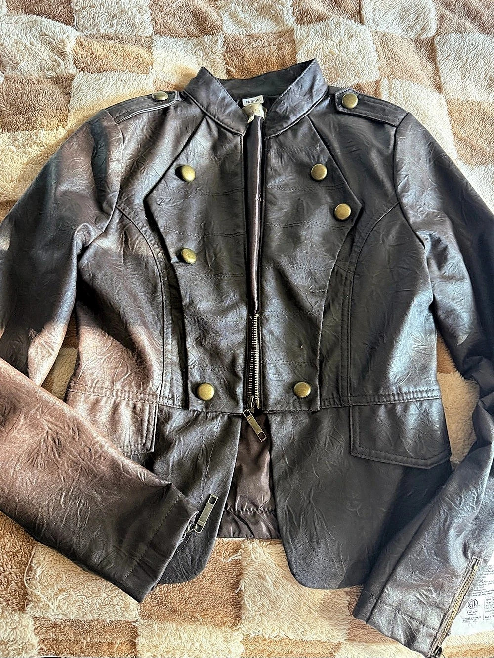 Ashley Y2K Fall Pleather Moto Jacket in Brown Size Medium